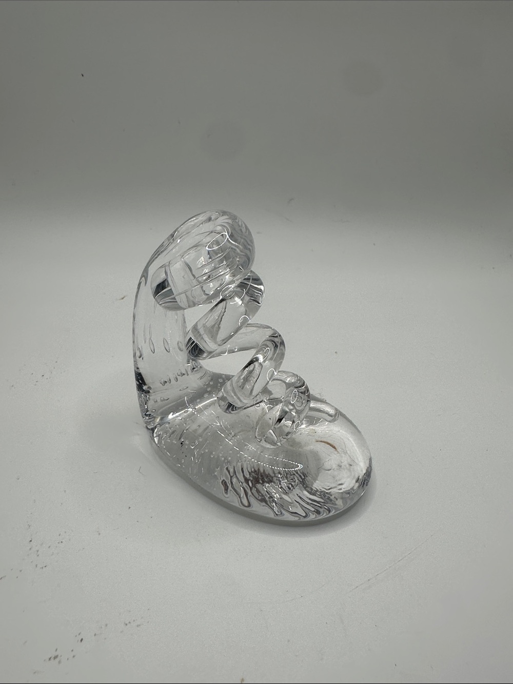 Clear Glass Sculptural Paperweight Pen Holder- Home Accent